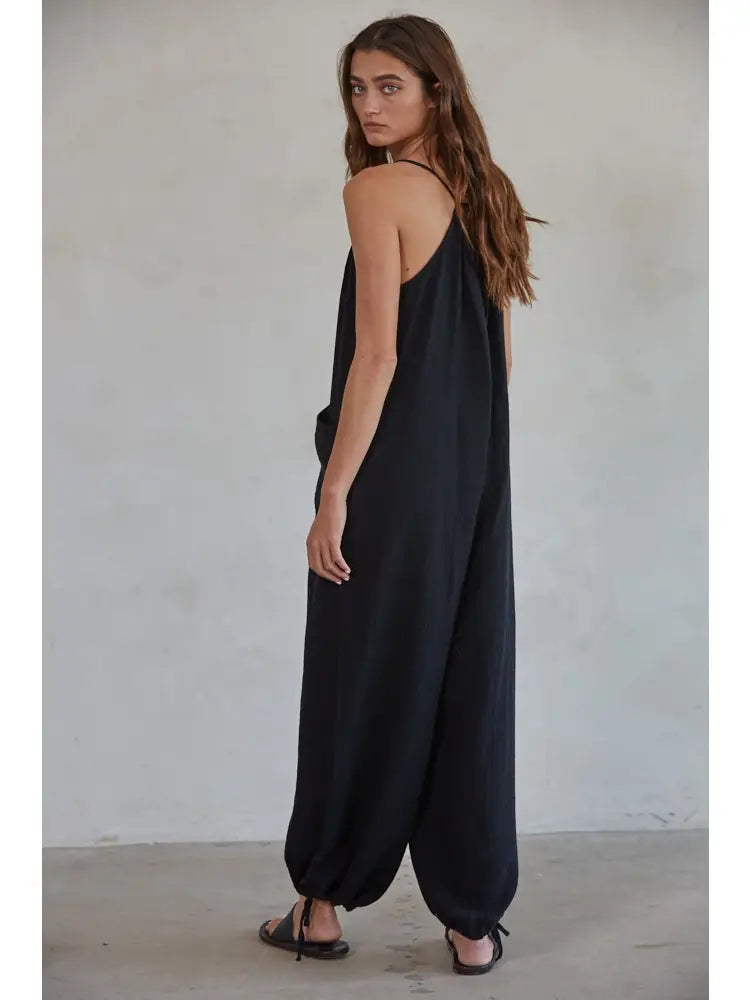 by Together Cotton Gauze V Neck Oversize Wide Leg Jumpsuit MD