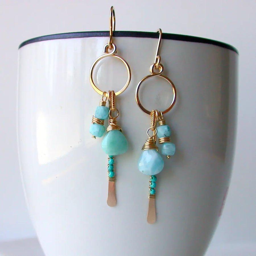 Larimar & Turquoise Gemstone Earring