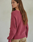 Cotton Ribbed Knit Long Sleeve Pullover Sweater