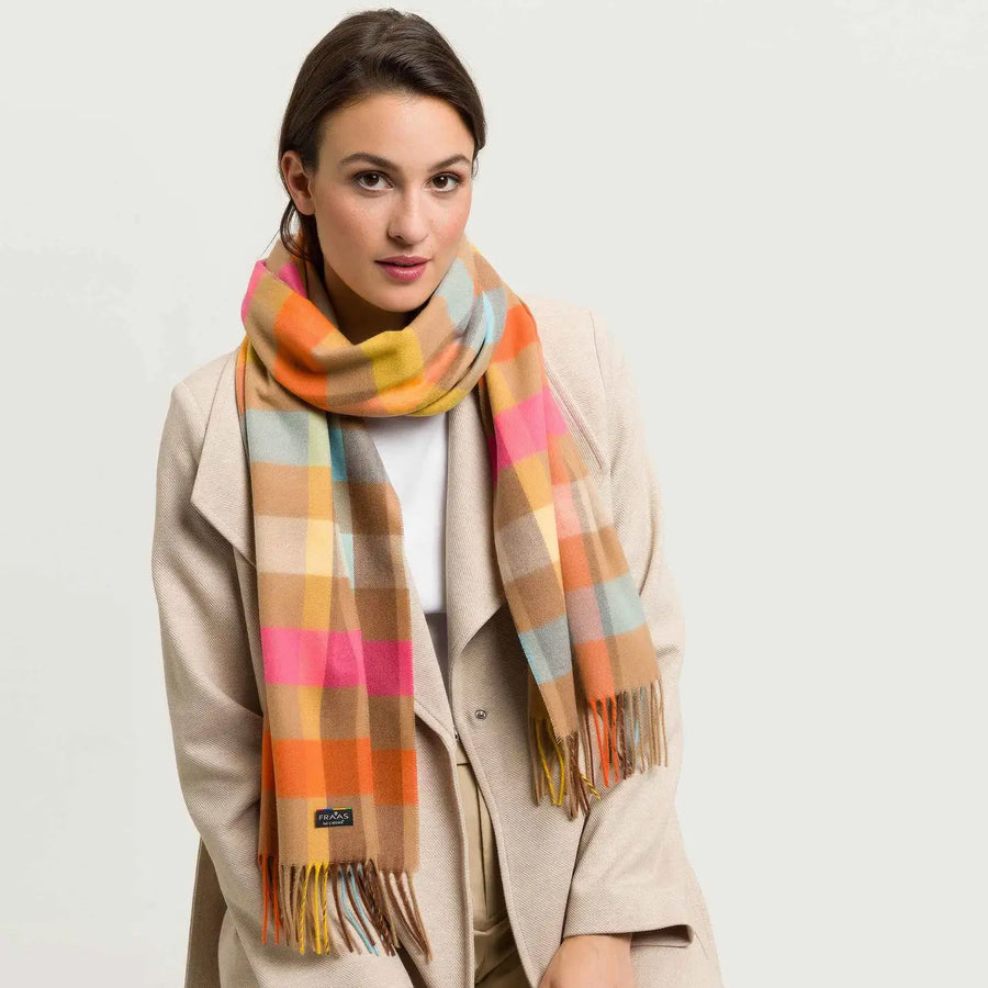 Fraas Check Plaid Cashmink Scarf