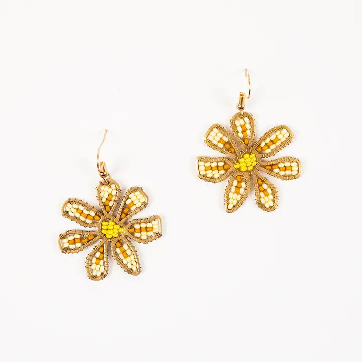 Beaded Daisy Earrings