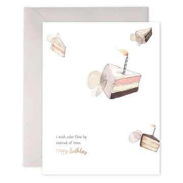 E. Frances Flying Cake Birthday Greeting Card