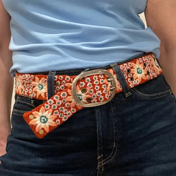 Jenny Krauss Buds and Blooms Floral Embroidered Wool Belt