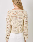 Beige Blossoms Crochet Button Up Cardigan