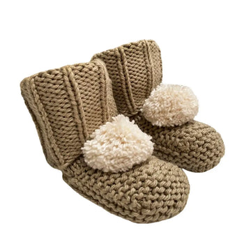 Pebble Pom Pom Baby Booties