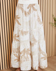 Hawaiian Print Tiered Linen Maxi Skirt