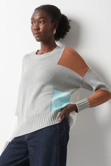 Zaket and Plover Intarsia Trim Sweater- Marl