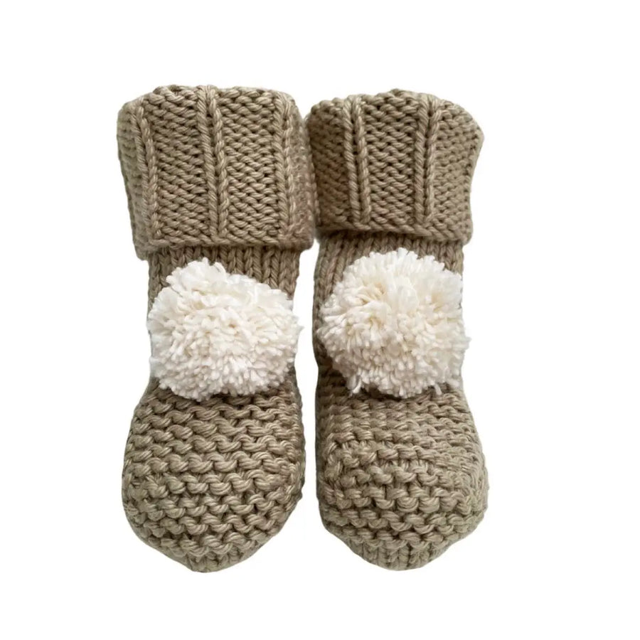 Pebble Pom Pom Baby Booties