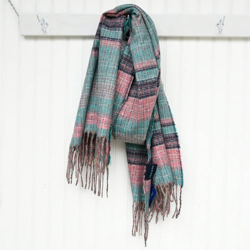 Turquoise & Pink Soft Striped Scarf