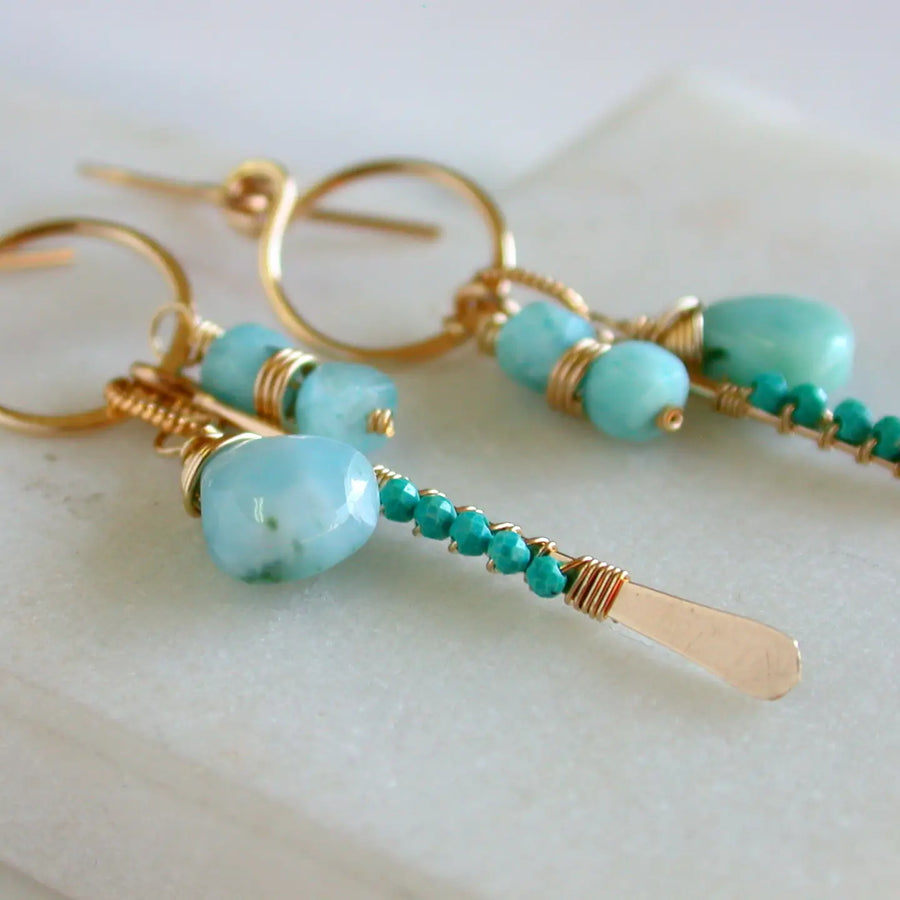 Larimar & Turquoise Gemstone Earring