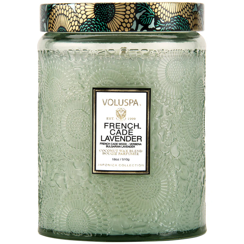 Voluspa French Cade 18oz Large Glass Jar Candle