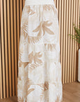 Hawaiian Print Tiered Linen Maxi Skirt