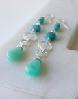 Long Beachy Gemstone Sterling Silver Earrings