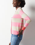 Zaket and Plover Essential Stripe Cardi Sweater - Bloom