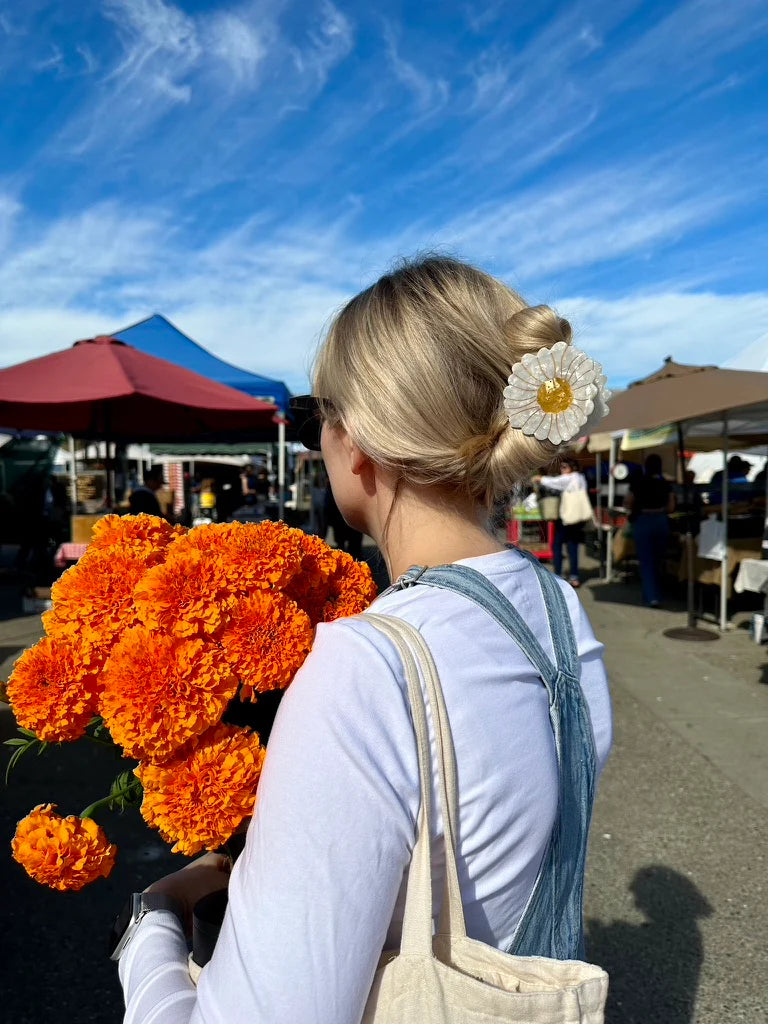 Hand-painted Daisy Flower Claw Hair Clip