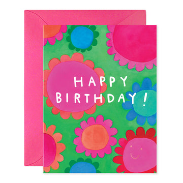 E. Frances Flower Power Colorful Birthday Greeting Card