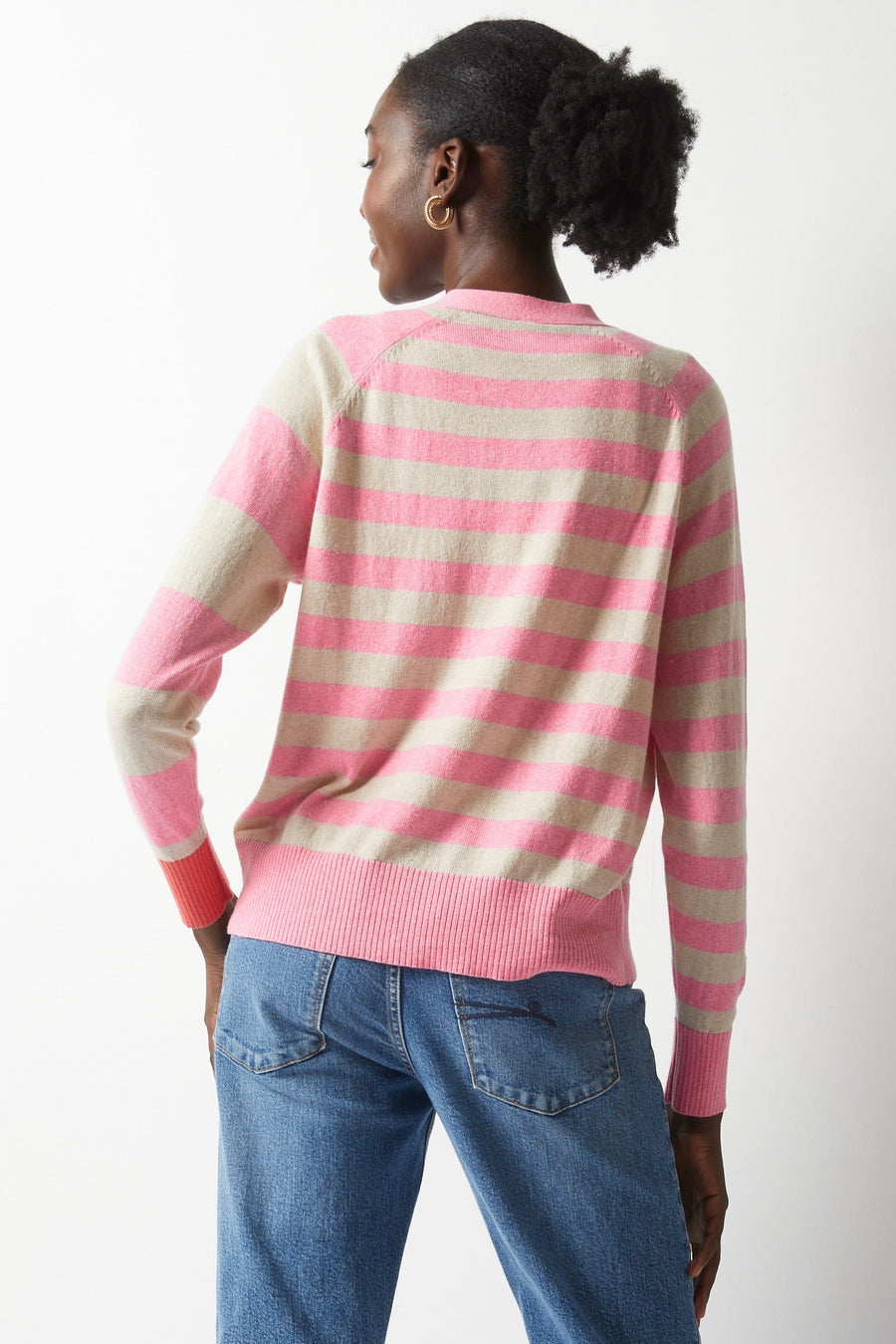 Zaket and Plover Essential Stripe Cardi Sweater - Bloom