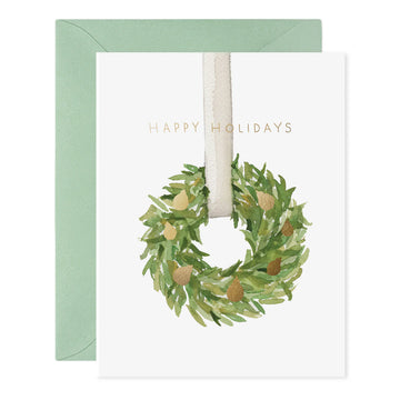 E. Frances Holiday Wreath Christmas Greeting Card