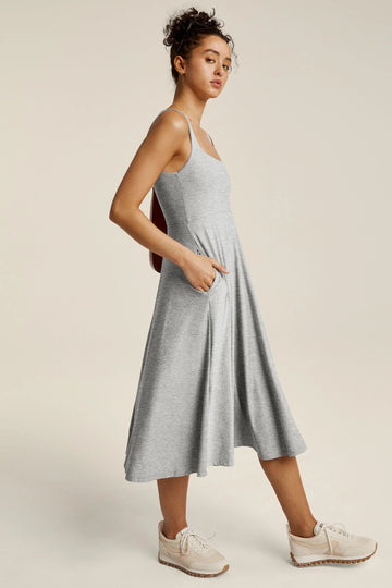 Featherweight At the Ready Square Neck Dress-Silver Mist