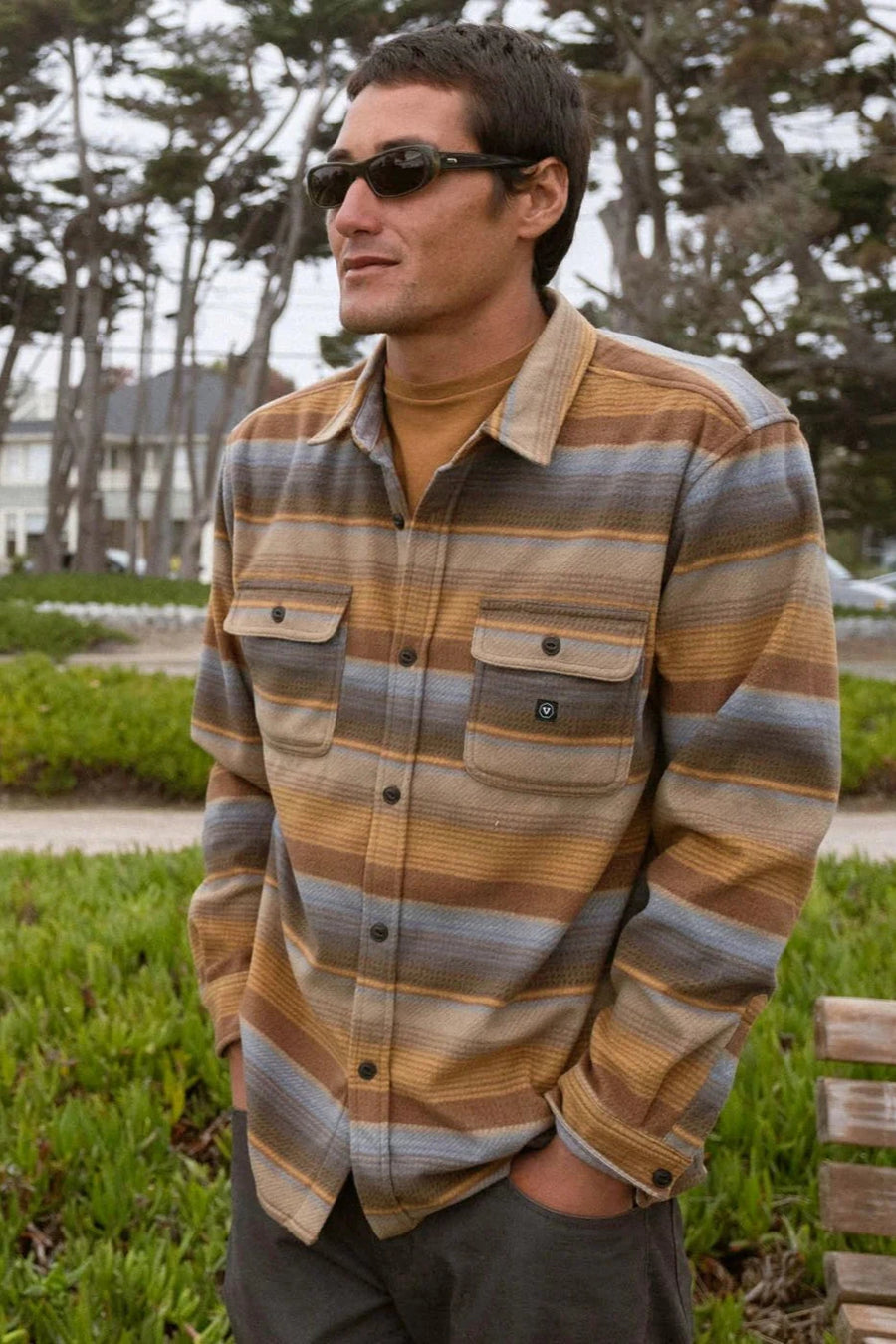 Vissla Eco-Zy Long Sleeve Polar Flannel Shirt-Khaki