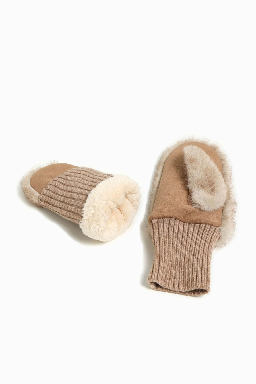 Two Tone Faux Fur Mittens