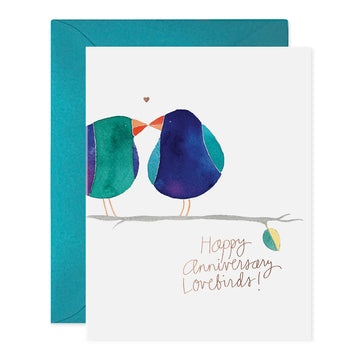 E. Frances Lovebirds Anniversary Greeting Card