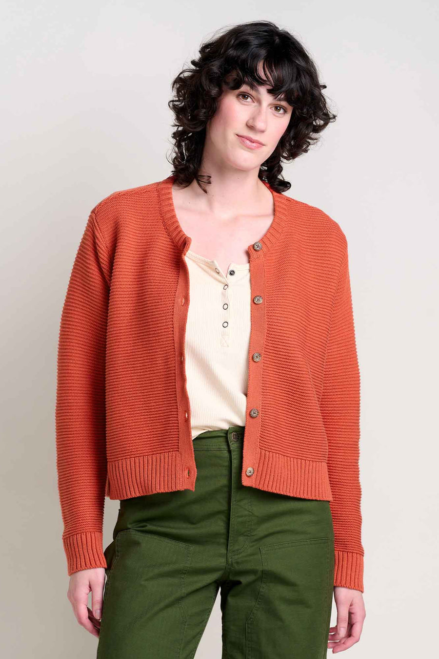 Bianca Organic Cotton Crew Cardigan Sweater