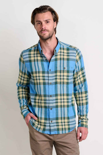 Airsmyth Long Sleeve Button Down Shirt-Blue Jay