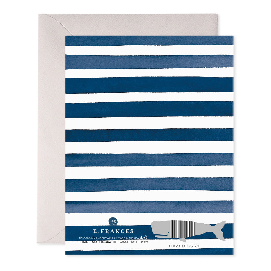 E. Frances Navy Stripes Thank You Greeting Card