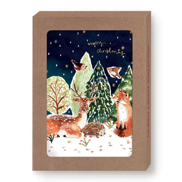 Snowy Woodland Scene Boxed Holiday Cards - Set of 10