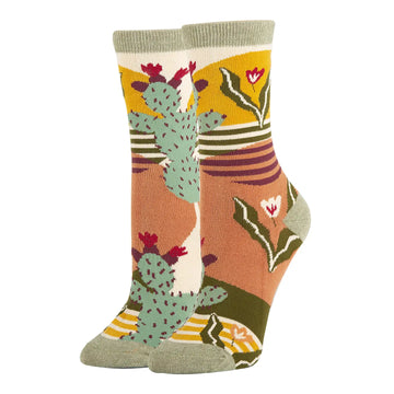 Sol De Cactus Women's Premium Cotton Crew Socks