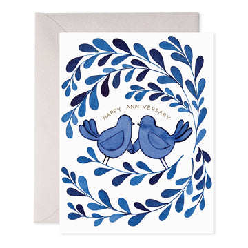 E. Frances Blue Birds Anniversary Greeting Card