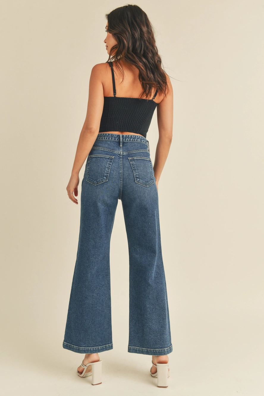 Dark Denim Patch Pocket Wide Leg