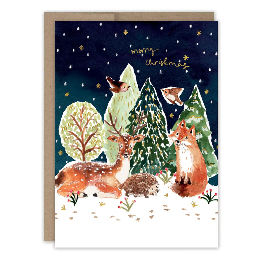 Snowy Woodland Scene Boxed Holiday Cards - Set of 10