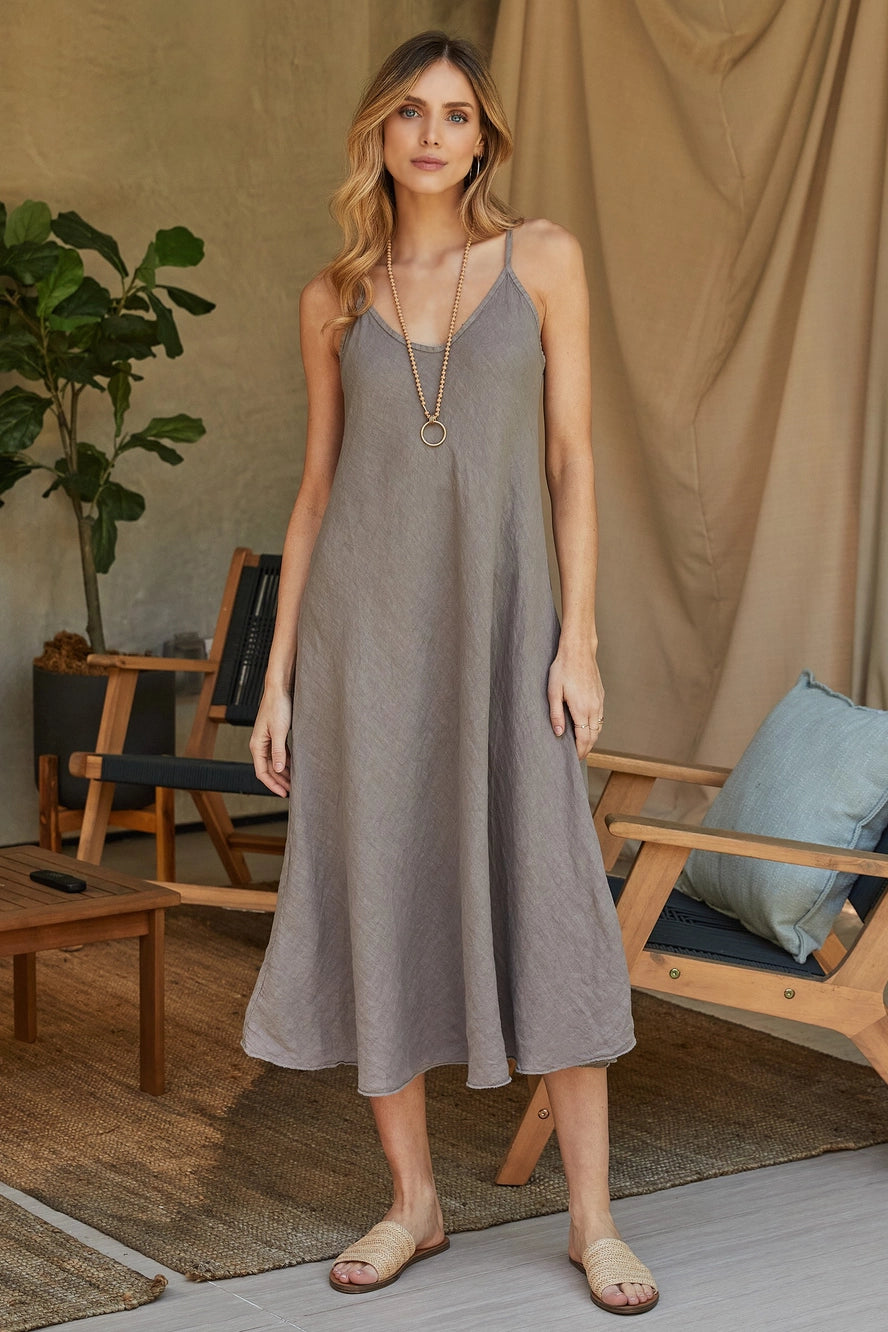 Italian Linen Maxi Slip Dress