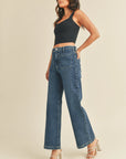 Dark Denim Patch Pocket Wide Leg