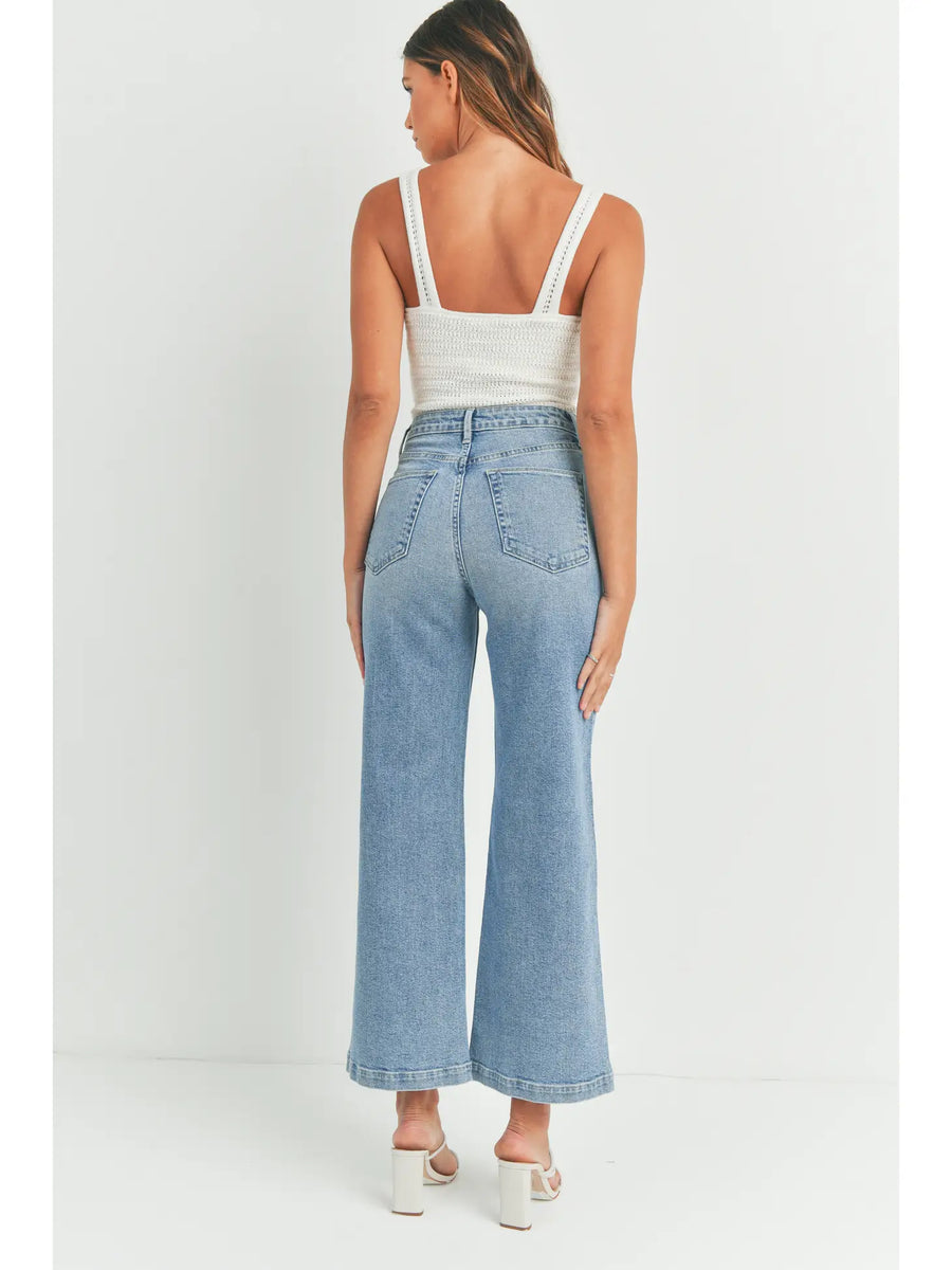 Light Denim Patch Pocket Wide Leg