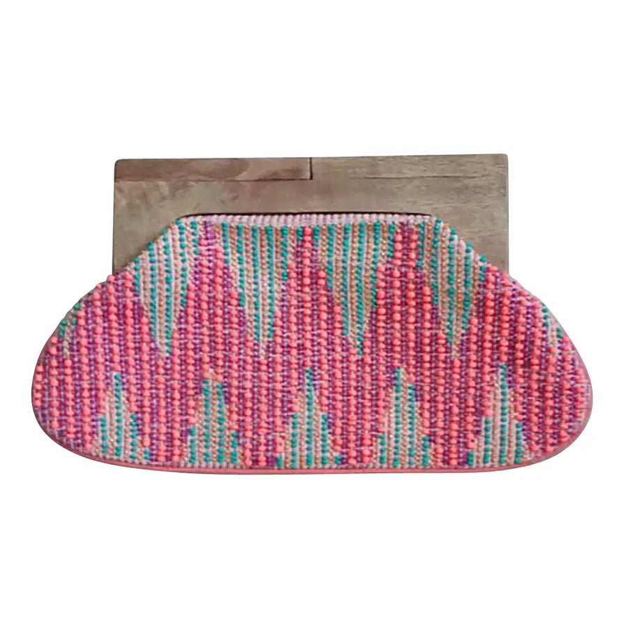 Beaded Clutch Bag with Wooden Handle