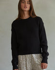 Cotton Ribbed Knit Long Sleeve Pullover Sweater