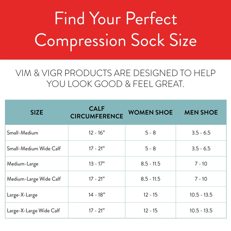 Vim & Vigor 15-20mmHg Nylon Compression Socks