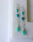 Long Beachy Gemstone Sterling Silver Earrings