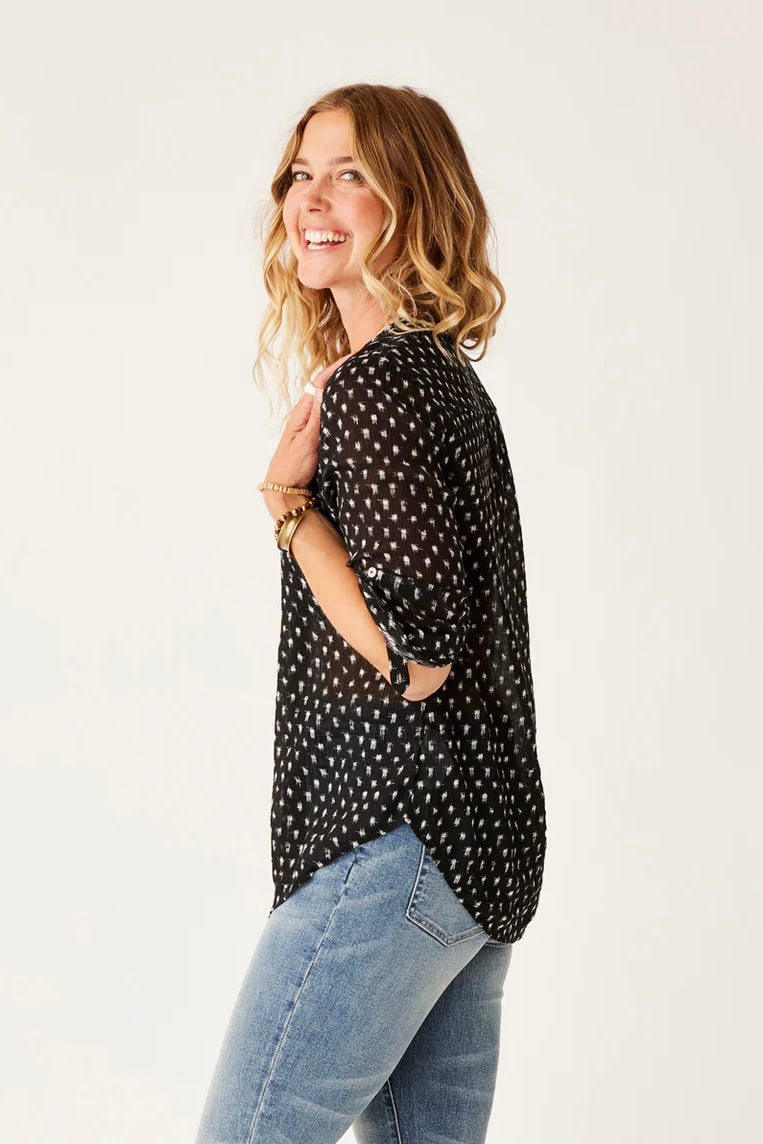 Dylan Gauze Tunic - Black Crosshatch