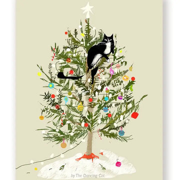 Christmas Tree Cat Greeting Card